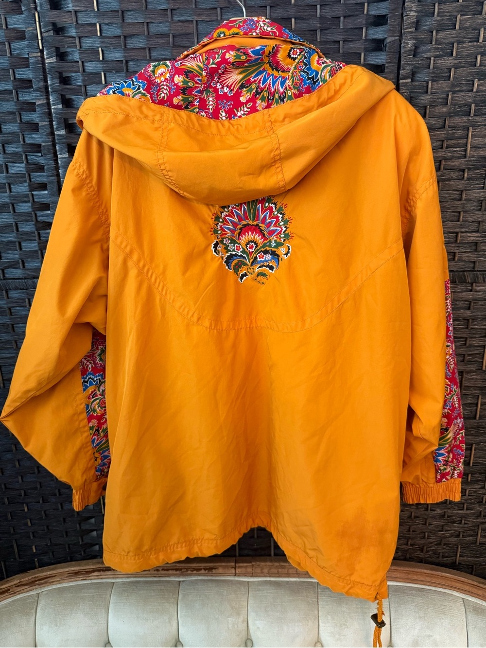 🧡🌺 Vintage Powderhorn Hooded Embroidered Windbreaker Jacket Size 12 - Picture 10 of 14